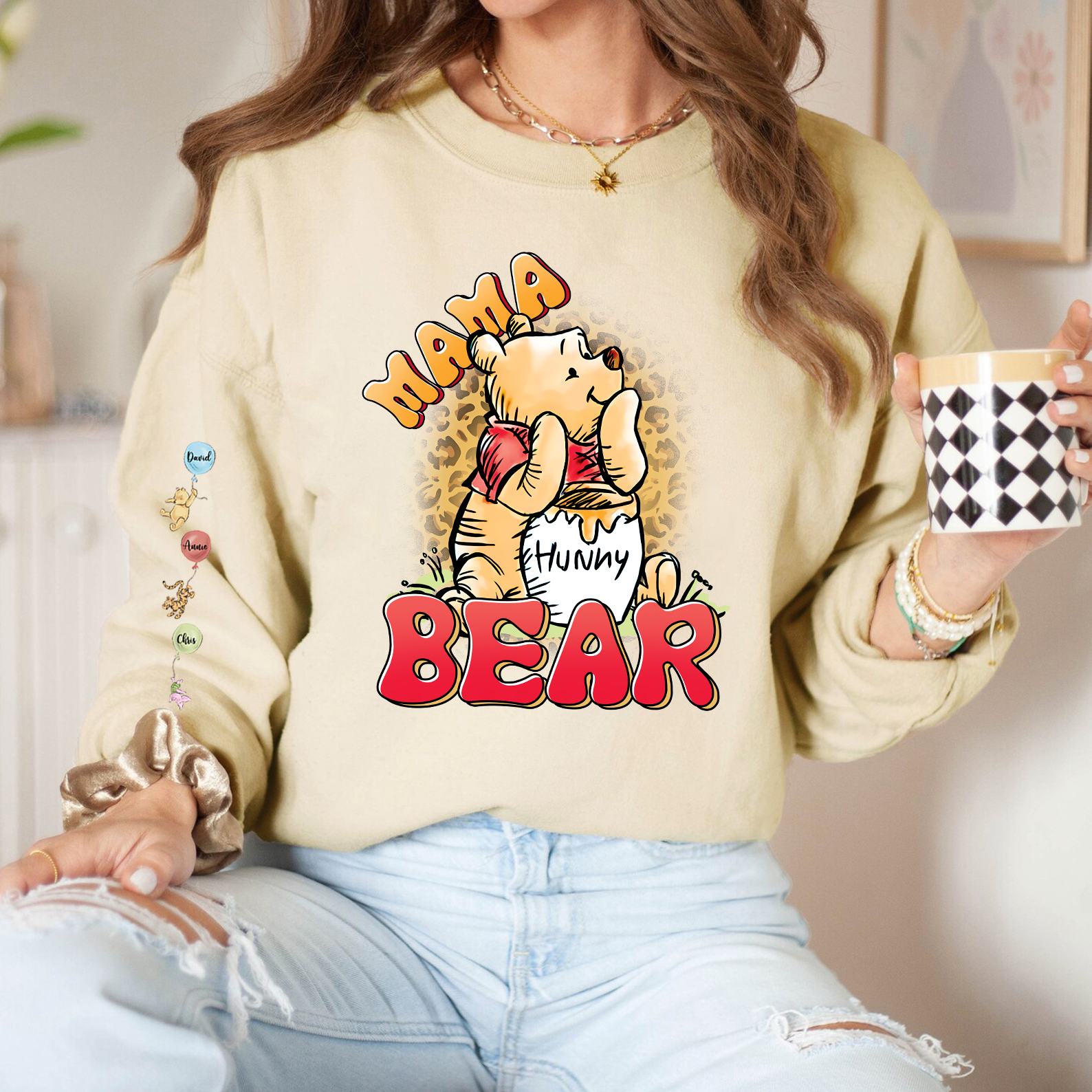 Custom Mama Bear  sweatshirt Cartoon Honey Bear Mom sweatshirt