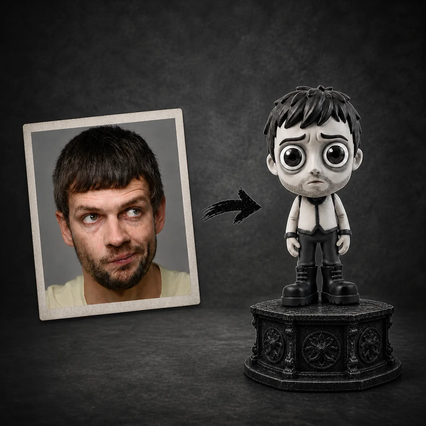 Custom Dark Gothic Figurine – Personalized 3D Avatar