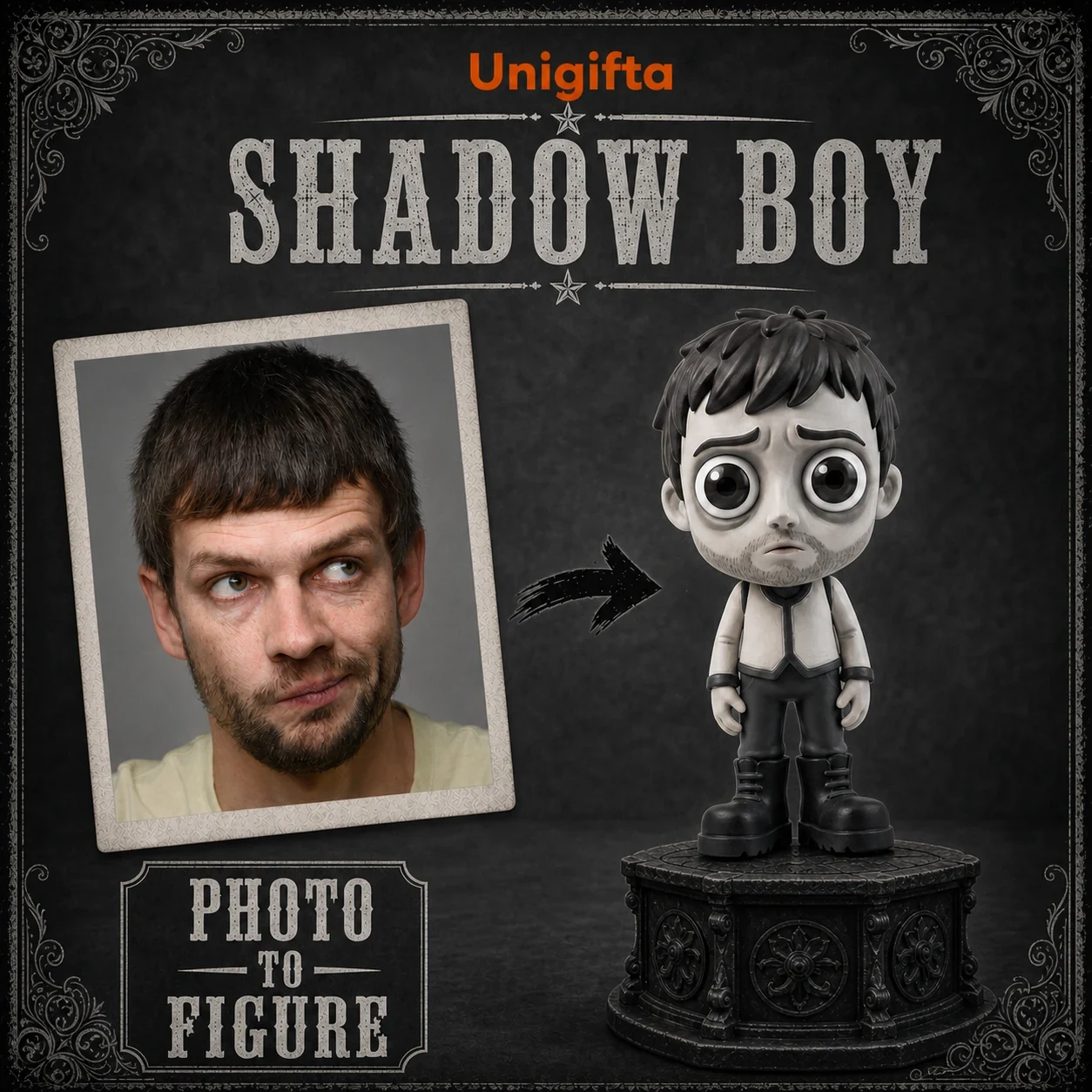 Custom Dark Gothic Figurine – Personalized 3D Avatar