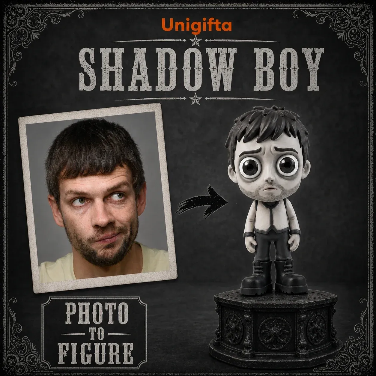 Custom Dark Gothic Figurine – Personalized 3D Avatar