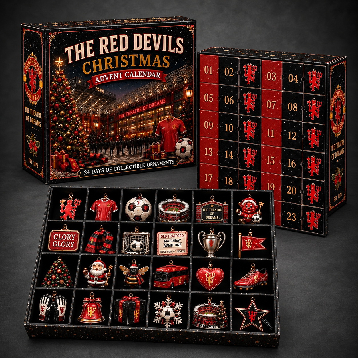 Manchester United 24-Day Advent Calendar dark gray studio background
