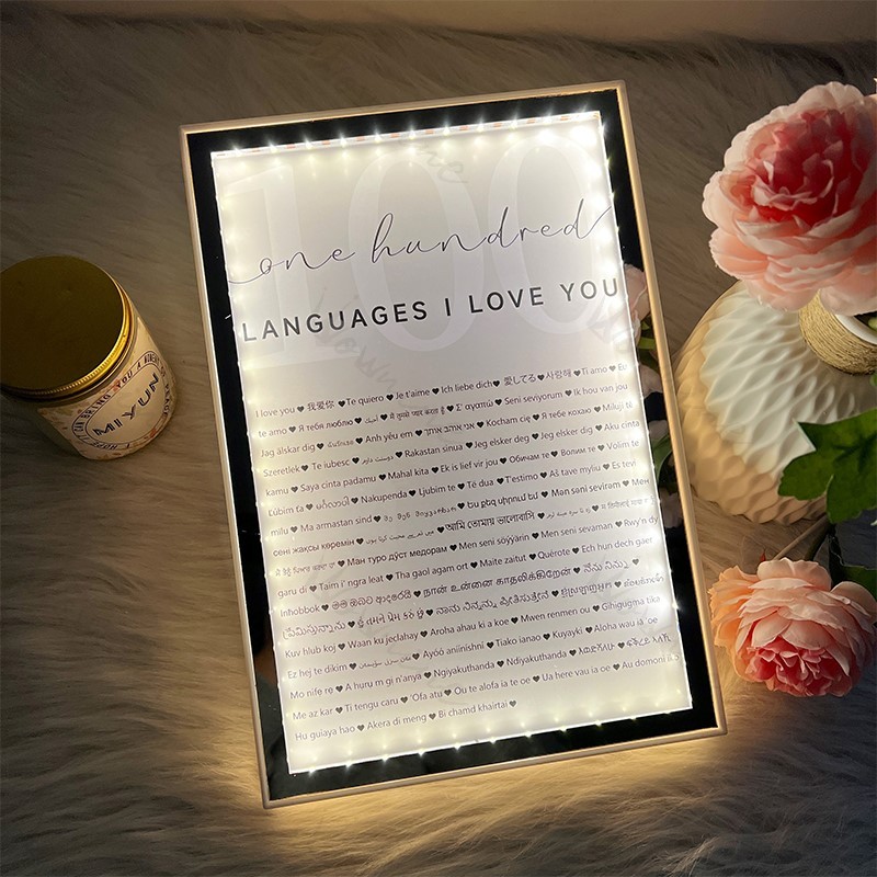 I Love You in 100 languages Mirror Frame Light Box Ⅱ