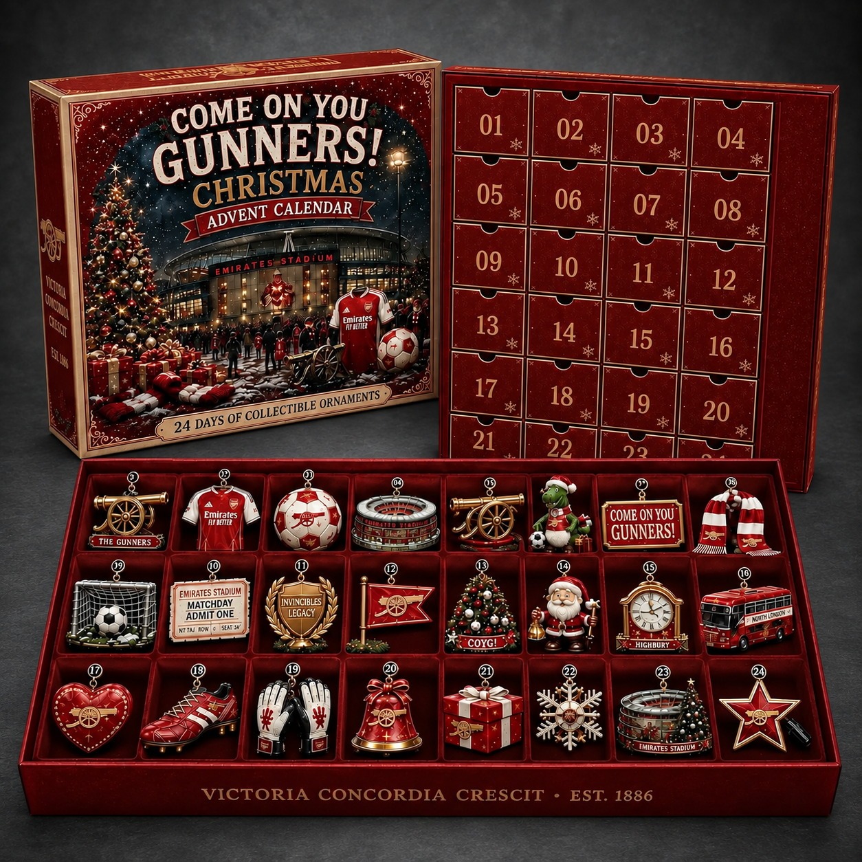 Arsenal 24-Day Advent Calendar dark gray studio background