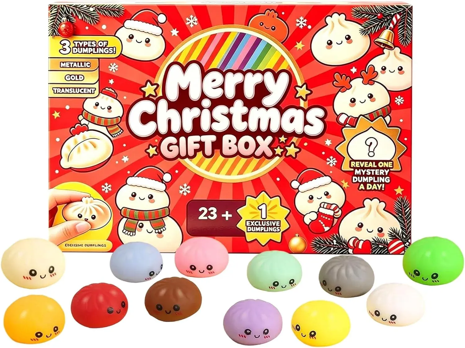 2026 Christmas Red Dumpling Squishy Advent Calendar - 24 Days