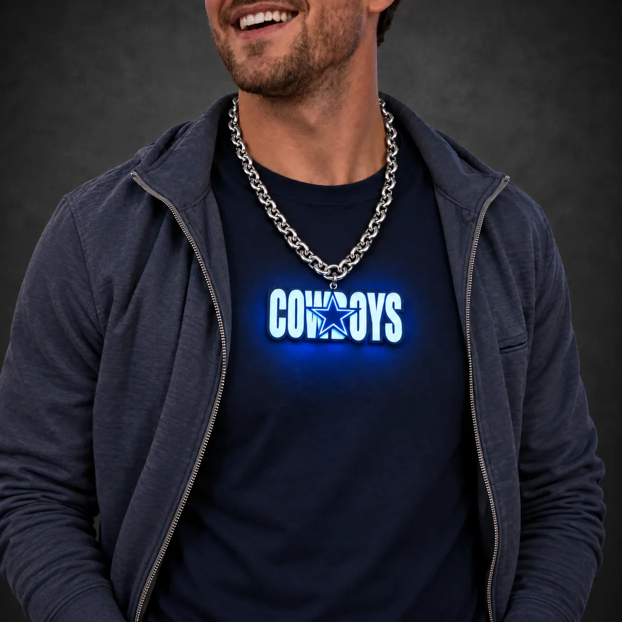 Football Fan LED Light-Up Pendant Chain Necklace