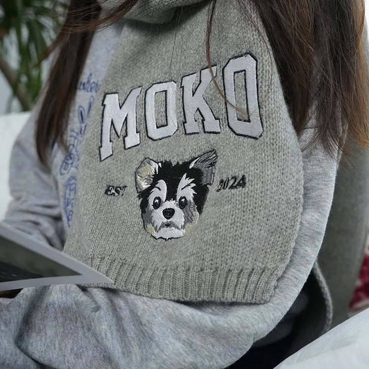 Custom Embroidered Any Pet Portrait EST Woven Scarf With Pet Face and Name Christmas Gift for Pet Lovers