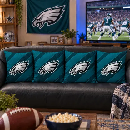 Philadelphia Eagles Football Throw Pillow - styled room view