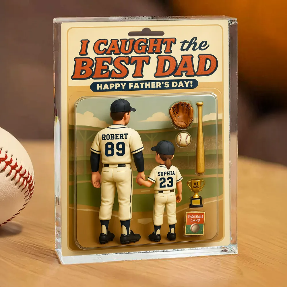 We Caught the Best Dad Baseball Custom Figure Personalized Acrylic Block Plaque