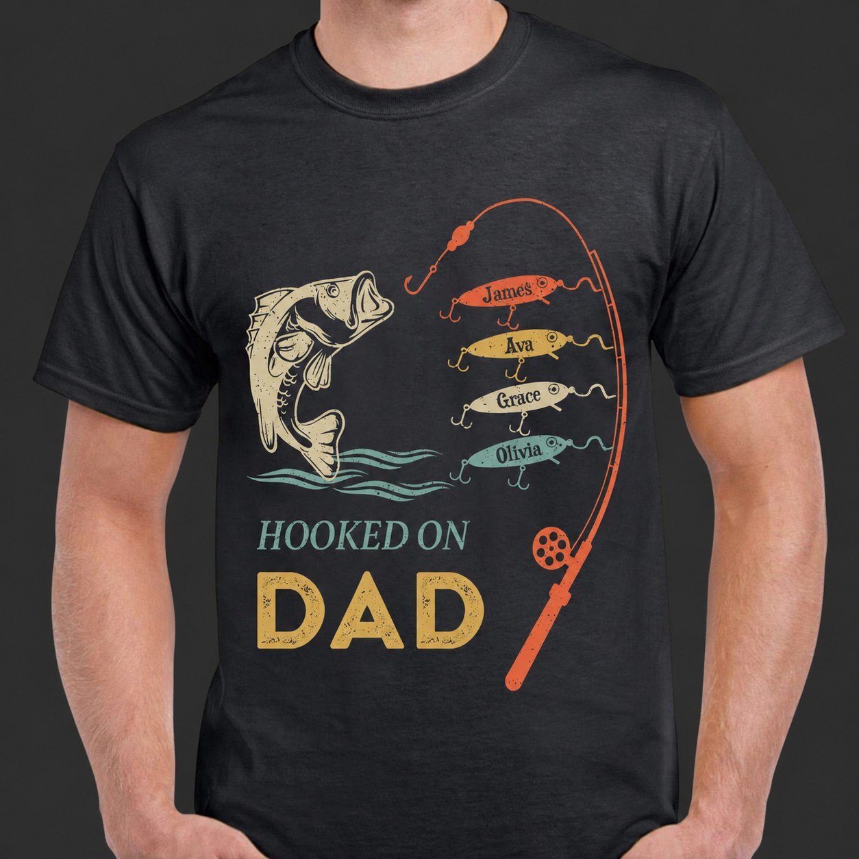 Dad/Grandpa Fishing with kidname Sublimation Shirt