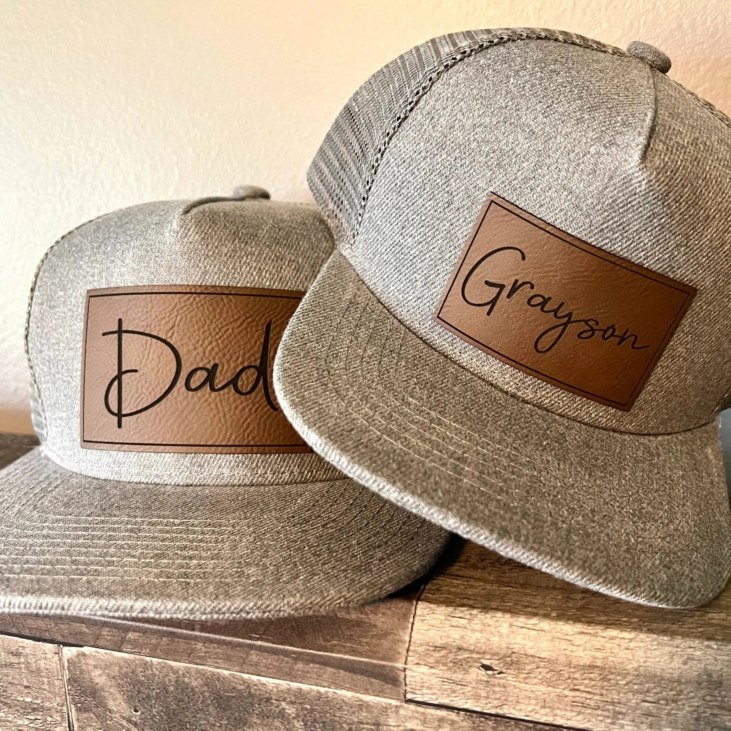 Custom Father & Children Leather Patch Hat
