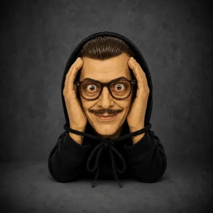 Peeper Scare Halloween Window Peeper – Creep style with glasses and mustache