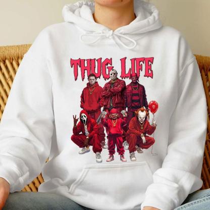 Thug Life Horror Characters Streetwear - Crewneck & Hoodie with Hip-Hop Inspired Graphic