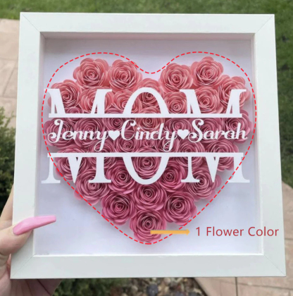 Mom Heart Shaped Monogram Flower Shadow Box Gift
