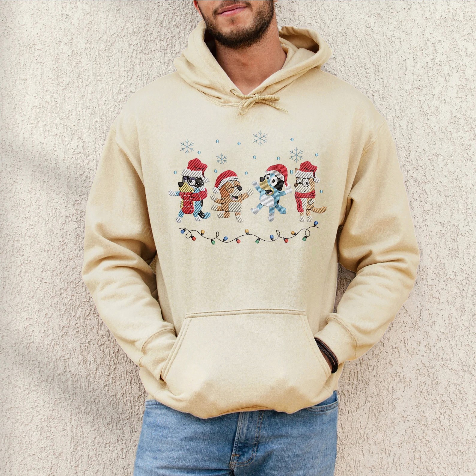 Christmas Dog Family Embroidered Sweatshirt, Cute Dogs Embroidered Hoodie, Dog Lover Embroidered Sweater