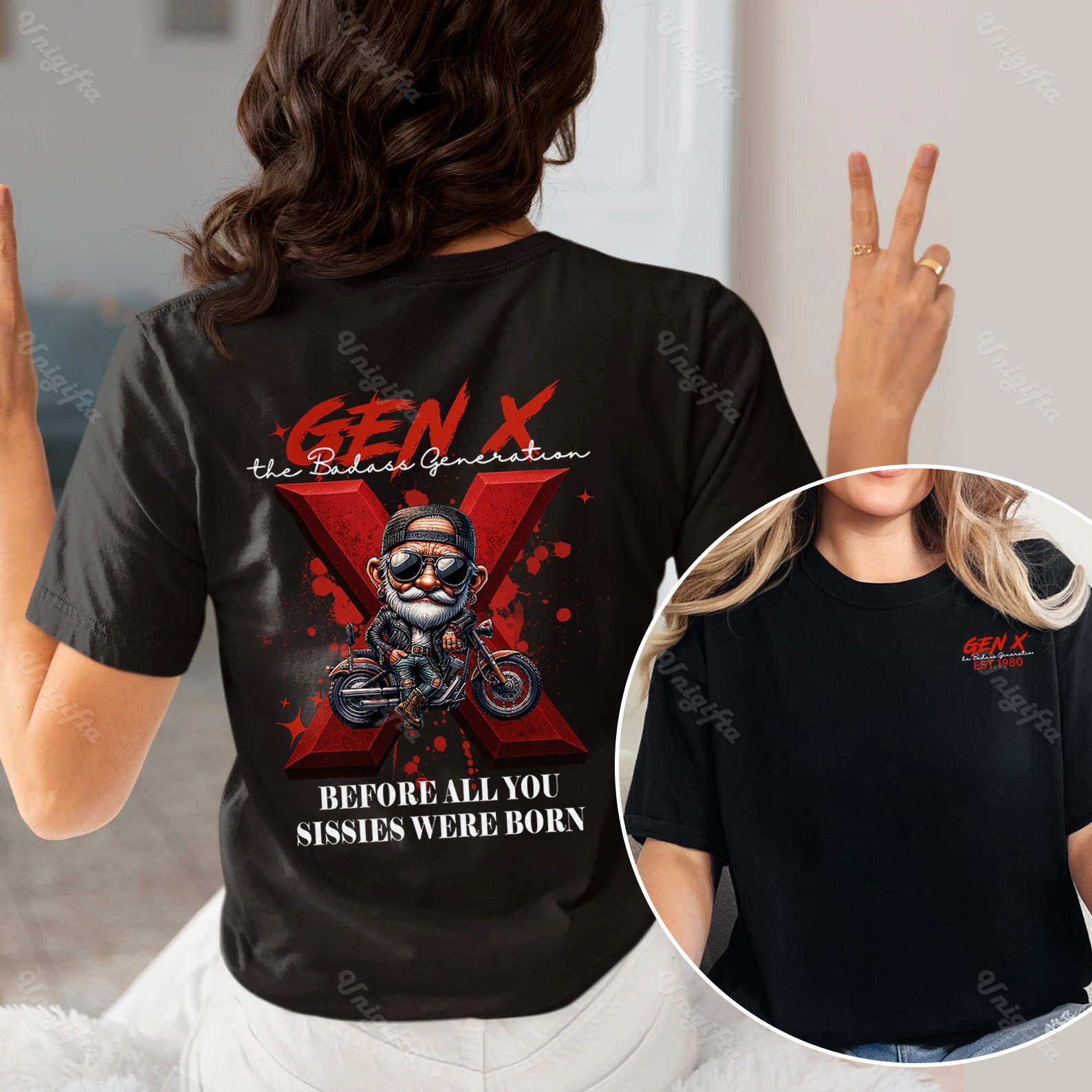 Custom Cool Biker Gen X T-shirt