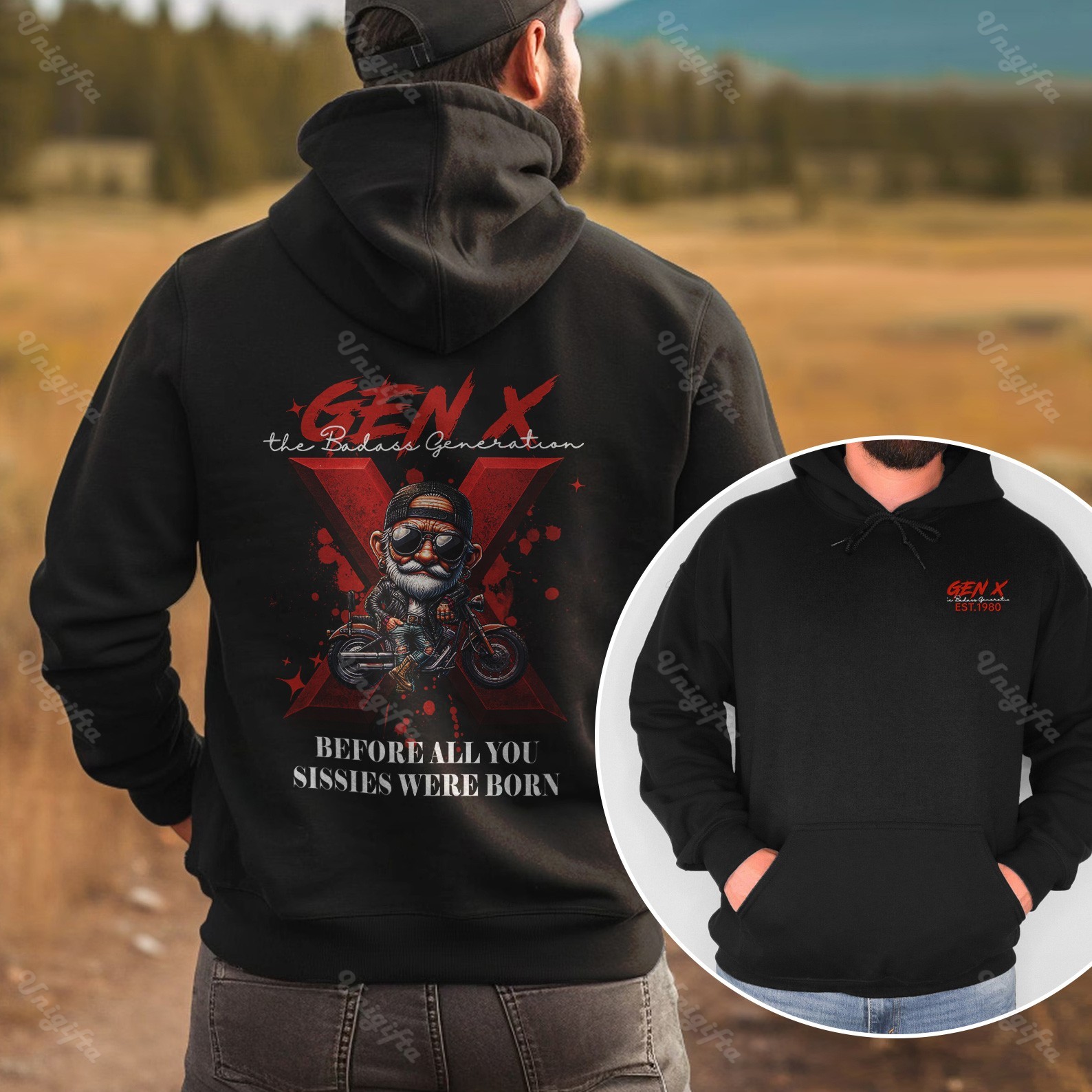 Custom Cool Biker Gen X T-shirt