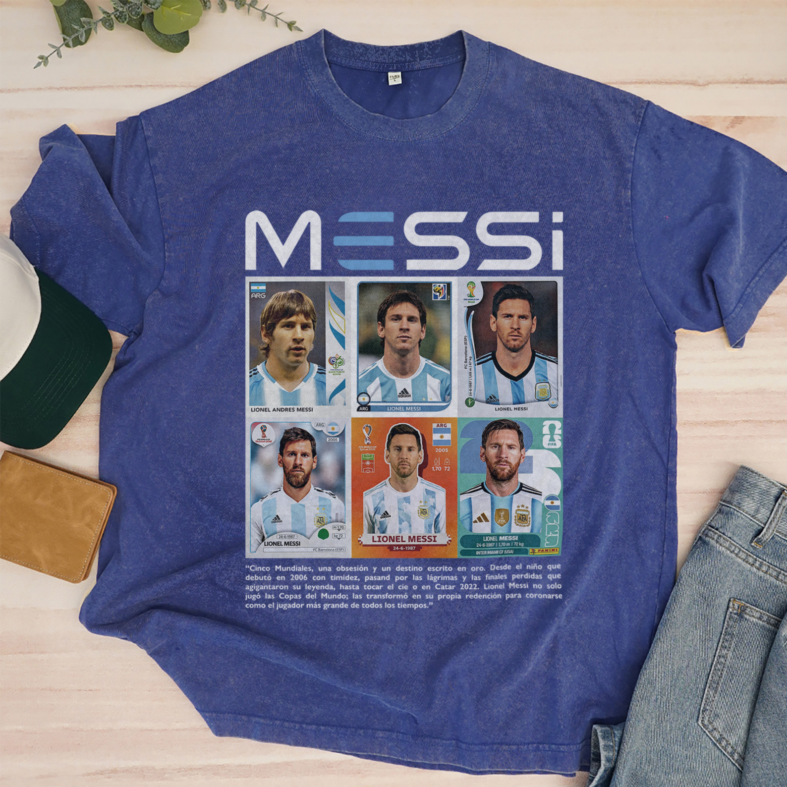 Messi 'GOAT Career' Collectible Card Washed Tee – Argentina Legend Series