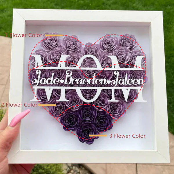 Mom Heart Shaped Monogram Flower Shadow Box Gift – Unigifta