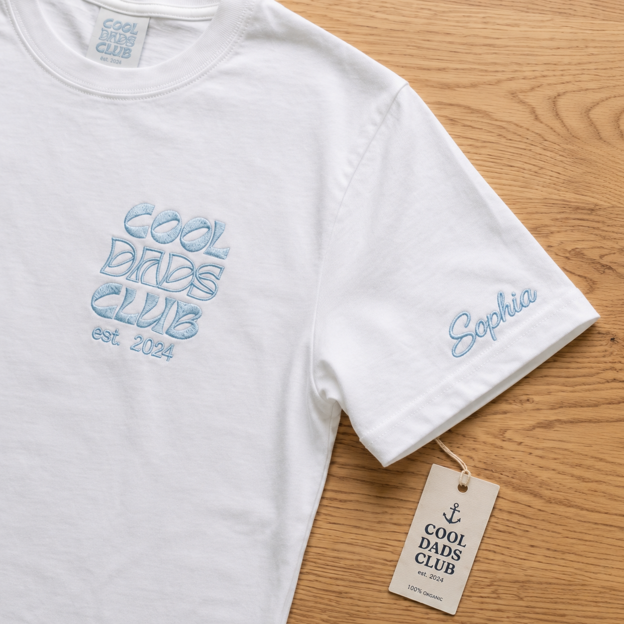 Personalized "Cool Dads Club" Embroidered Tee - Custom Est. Year & Sleeve Name