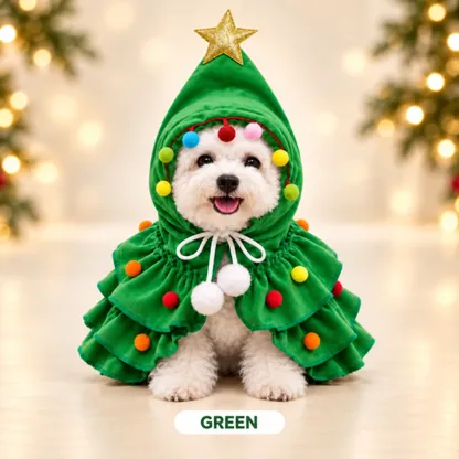 Festive Christmas Tree Pet Costume Cape