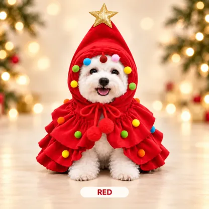 Festive Christmas Tree Pet Costume Cape