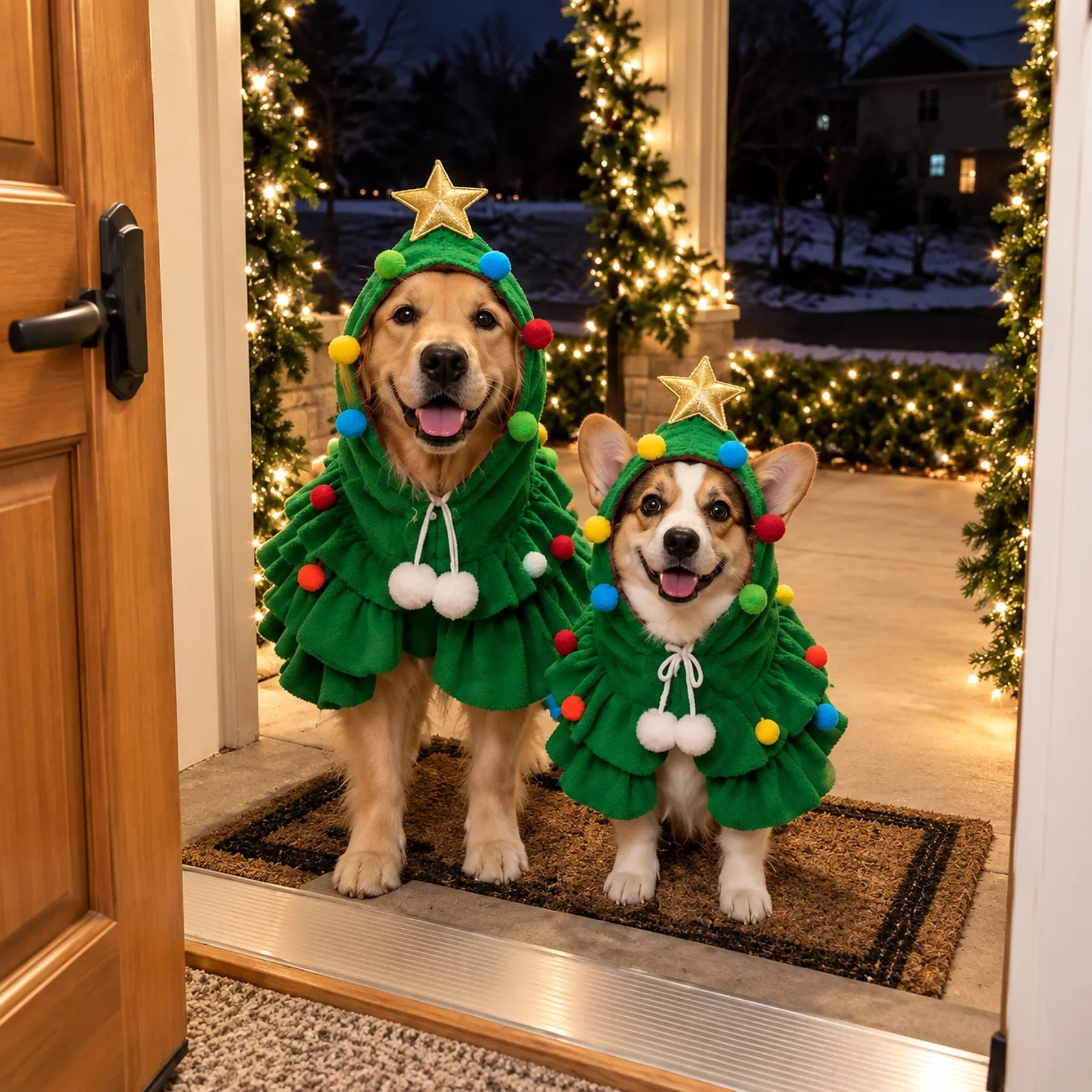 Festive Christmas Tree Pet Costume Cape