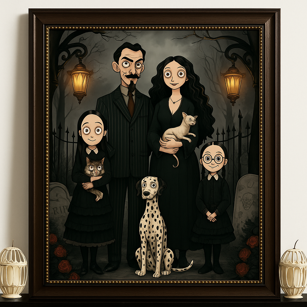 Custom Gothic Family Portrait Halloween Wall Art