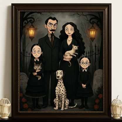 Custom Gothic Family Portrait Halloween Wall Art