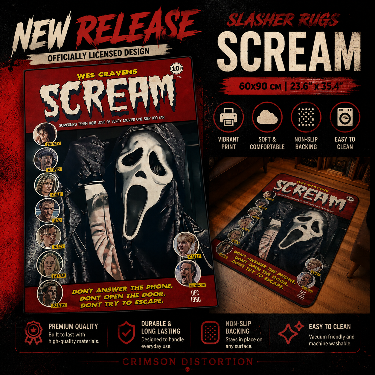 Premium Horror Slasher Collection Rug  23.6" x 35.4"|60x90 CM