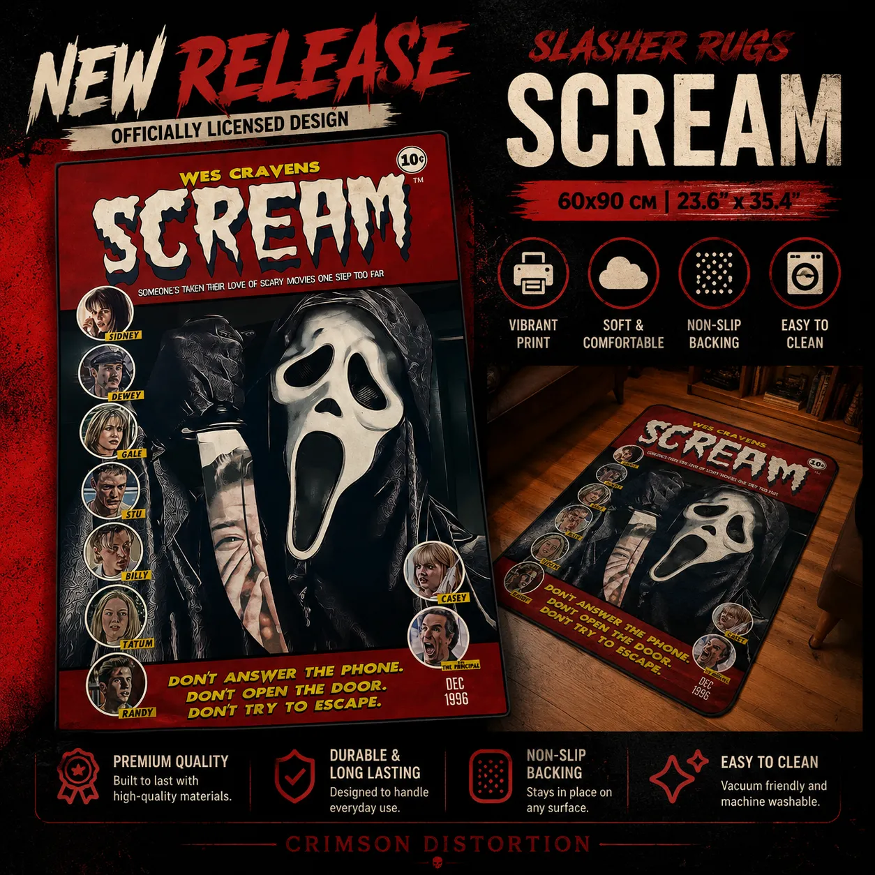Premium Horror Slasher Collection Rug  23.6" x 35.4"|60x90 CM