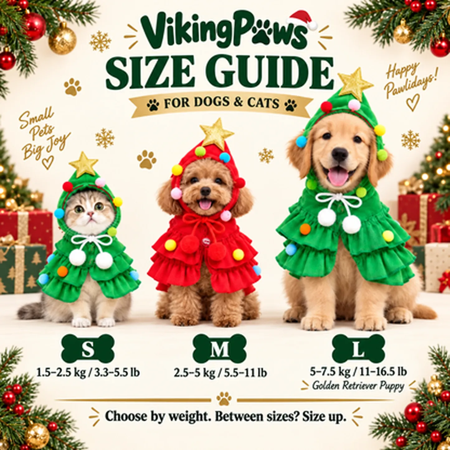 Festive Christmas Tree Pet Costume Cape