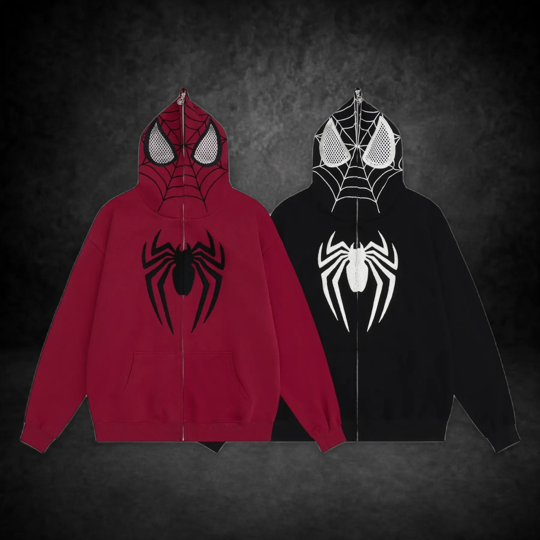 Spidey Masked Zip-Up Embroidered Hoodie
