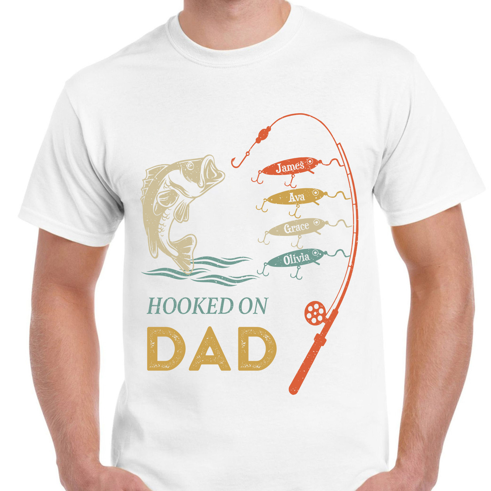 Grandpa Fishing with kidname Sublimation Shirt