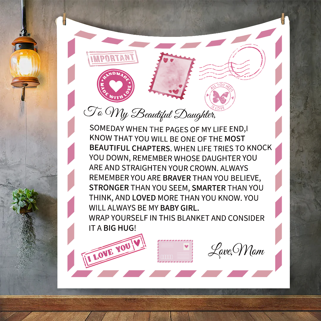 TO MY BEAUTIFUL DAUGHTER LOVE COZY POSTCARD BLANKET|MY MOST BEAUTIFUL CHAPTER