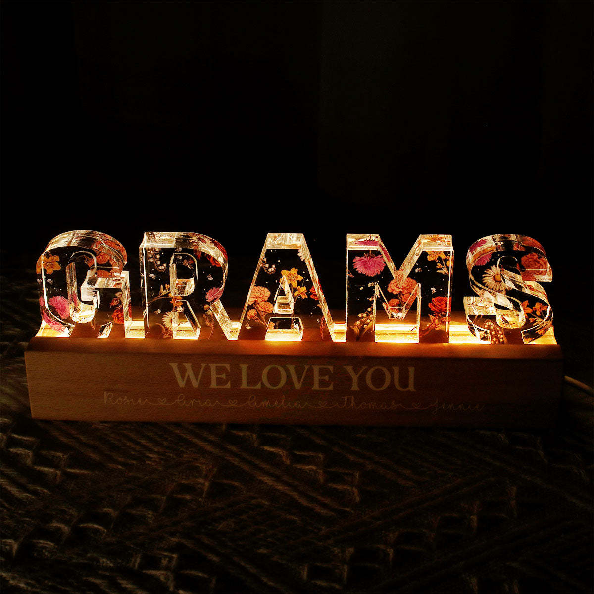 Custom Flower Printed LED Night Light, Birth Month Flower, Gift For Mom, Gift For Grandma