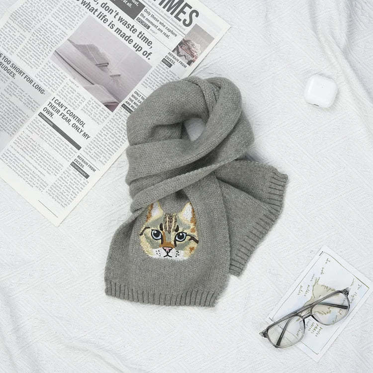 Custom Embroidered Any Pet Portrait Woven Scarf Christmas Gift for Pet Lovers