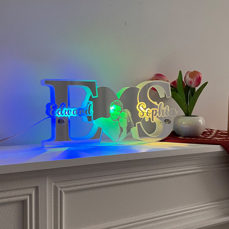 Personalized Mirror Light With Customized Photo And Name Sweet Gift For Valentine's Day