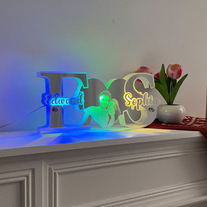 Personalized Mirror Light With Customized Photo And Name Sweet Gift For Valentine's Day