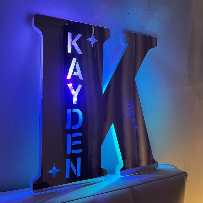 Personalized Led Mirror Light Custom Initials Cool Gift For Men