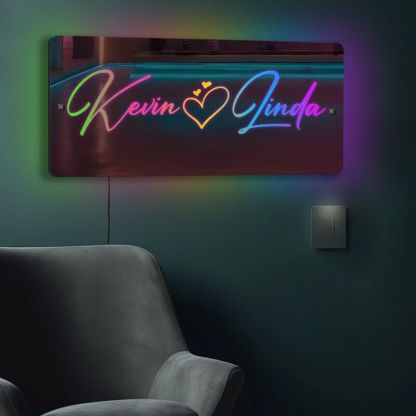 Personalized Mirror Lamp Customized Couple's Name Sweet Valentine's Day Gift