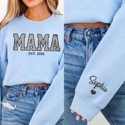 Custom Embroidered Applique Glitter Mama Sweatshirt - Gift for Mom
