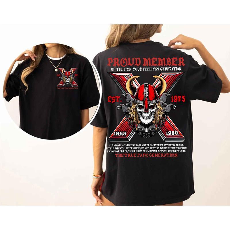 Custom Year Est.1973 Skull GenX 2 Side Shirt, GenX T-shirt