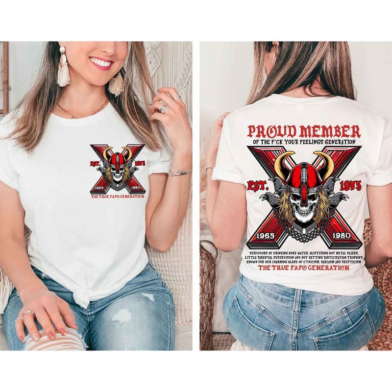 Custom Year Est.1973 Skull GenX 2 Side Shirt, GenX T-shirt