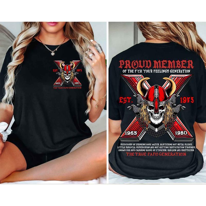 Custom Year Est.1973 Skull GenX 2 Side Shirt, GenX T-shirt