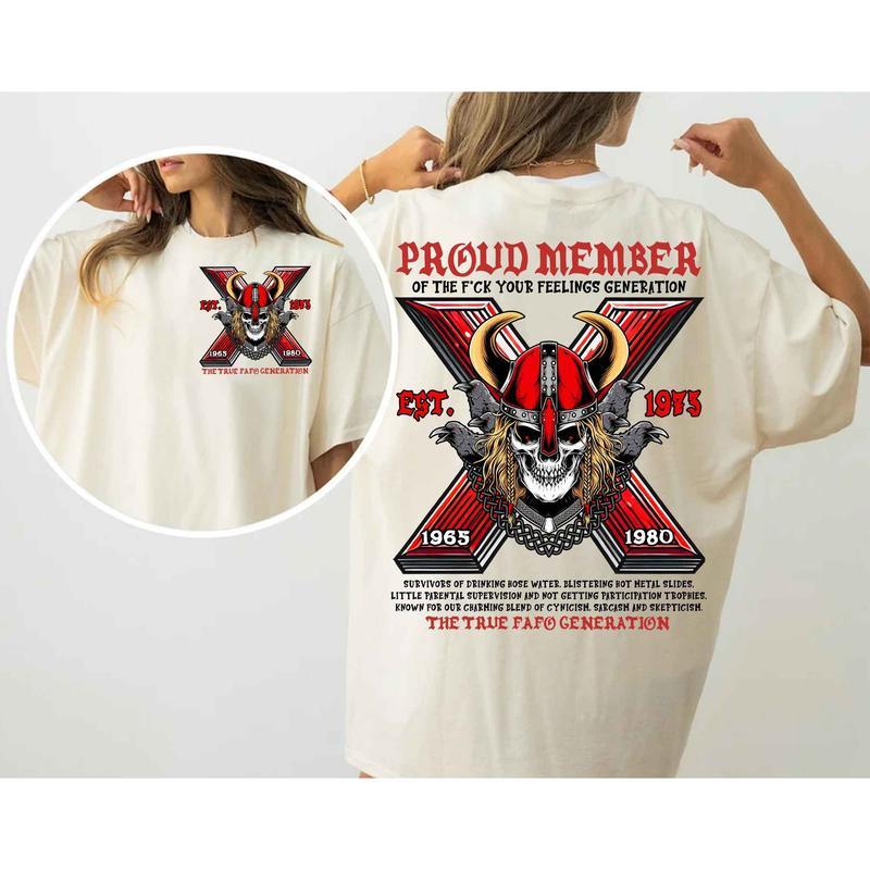 Custom Year Est.1973 Skull GenX 2 Side Shirt, GenX T-shirt