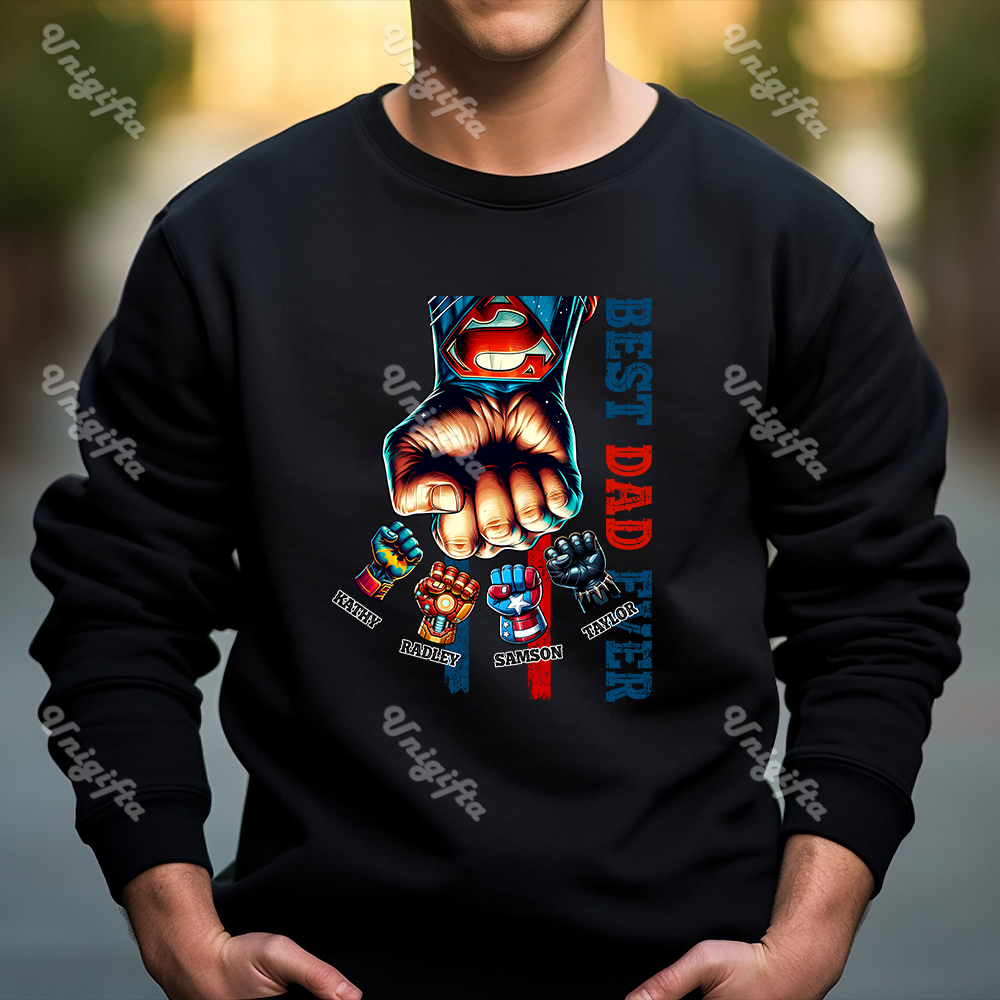 50% OFF🦸Custom Superhero Fist Bump Best Dad Ever T-shirt/Crewneck/Hoodie