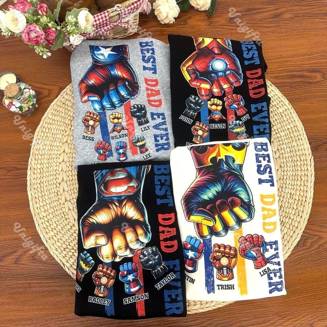 50% OFF🦸Custom Superhero Fist Bump Best Dad Ever T-shirt/Crewneck/Hoodie