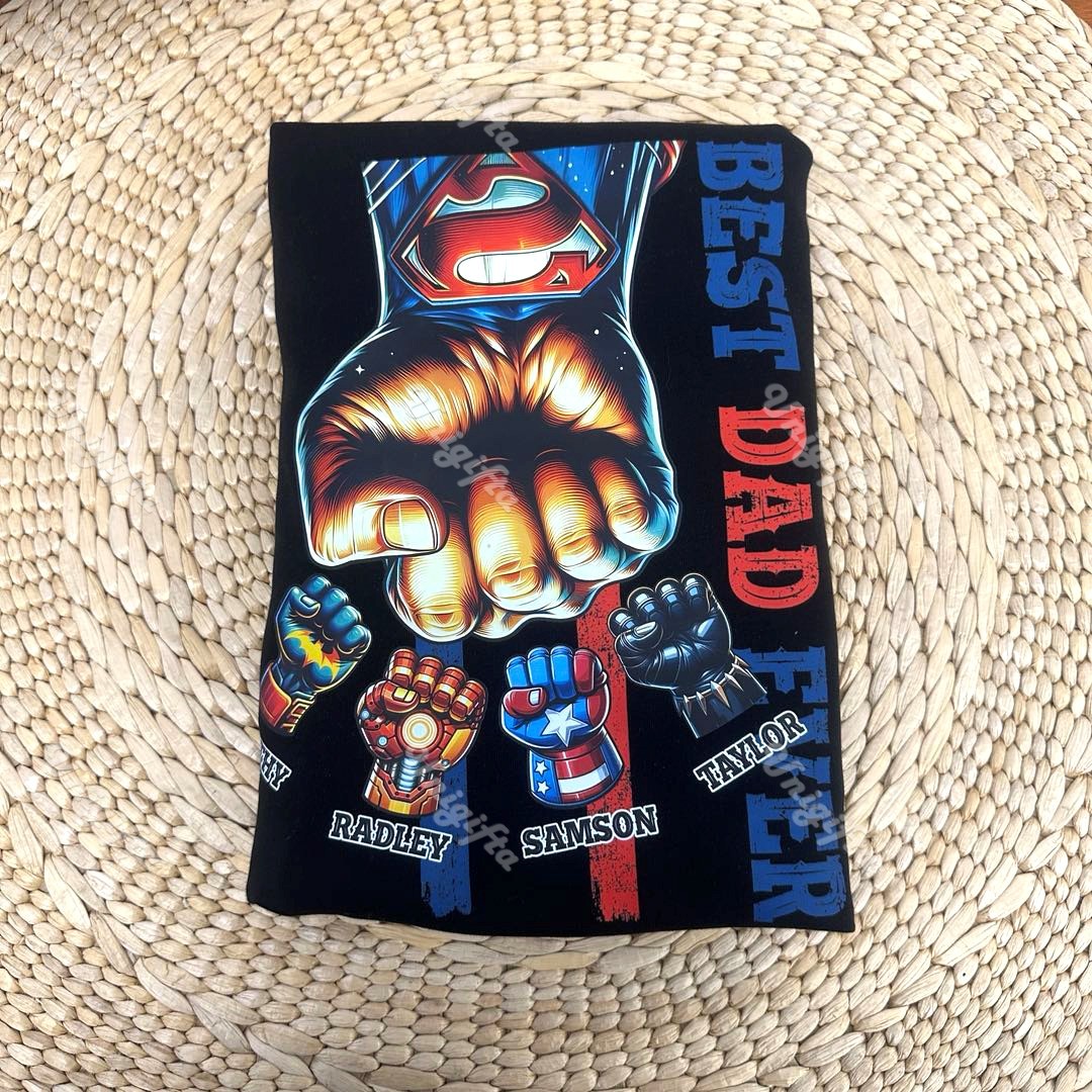 50% OFF🦸Custom Superhero Fist Bump Best Dad Ever T-shirt/Crewneck/Hoodie