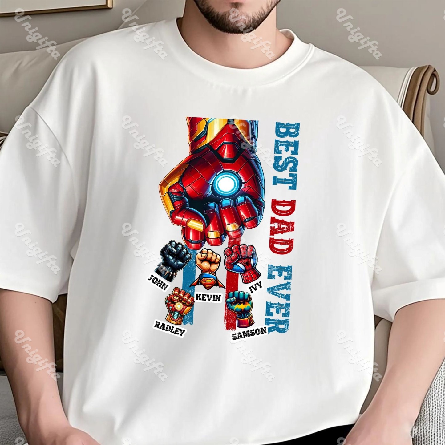 50% OFF🦸Custom Superhero Fist Bump Best Dad Ever T-shirt/Crewneck/Hoodie