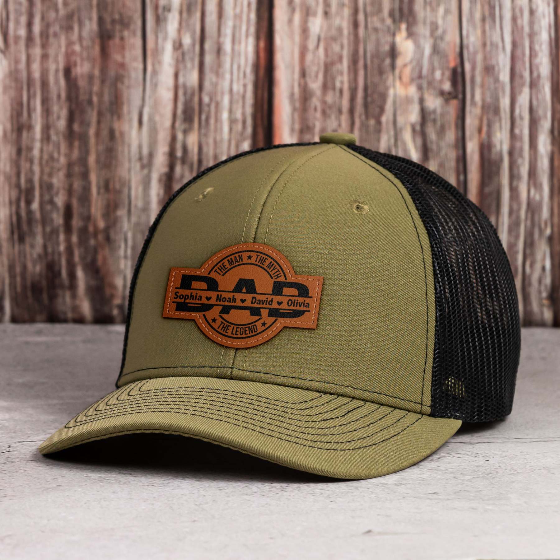 Dad, The Man, The Myth, The Legend - Personalized Leather Patch Hat